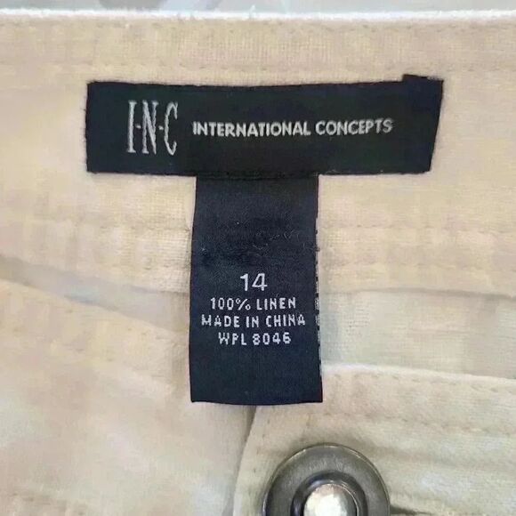 INC Women's Ivory Linen Wide Leg Pants - Picture 4 of 13